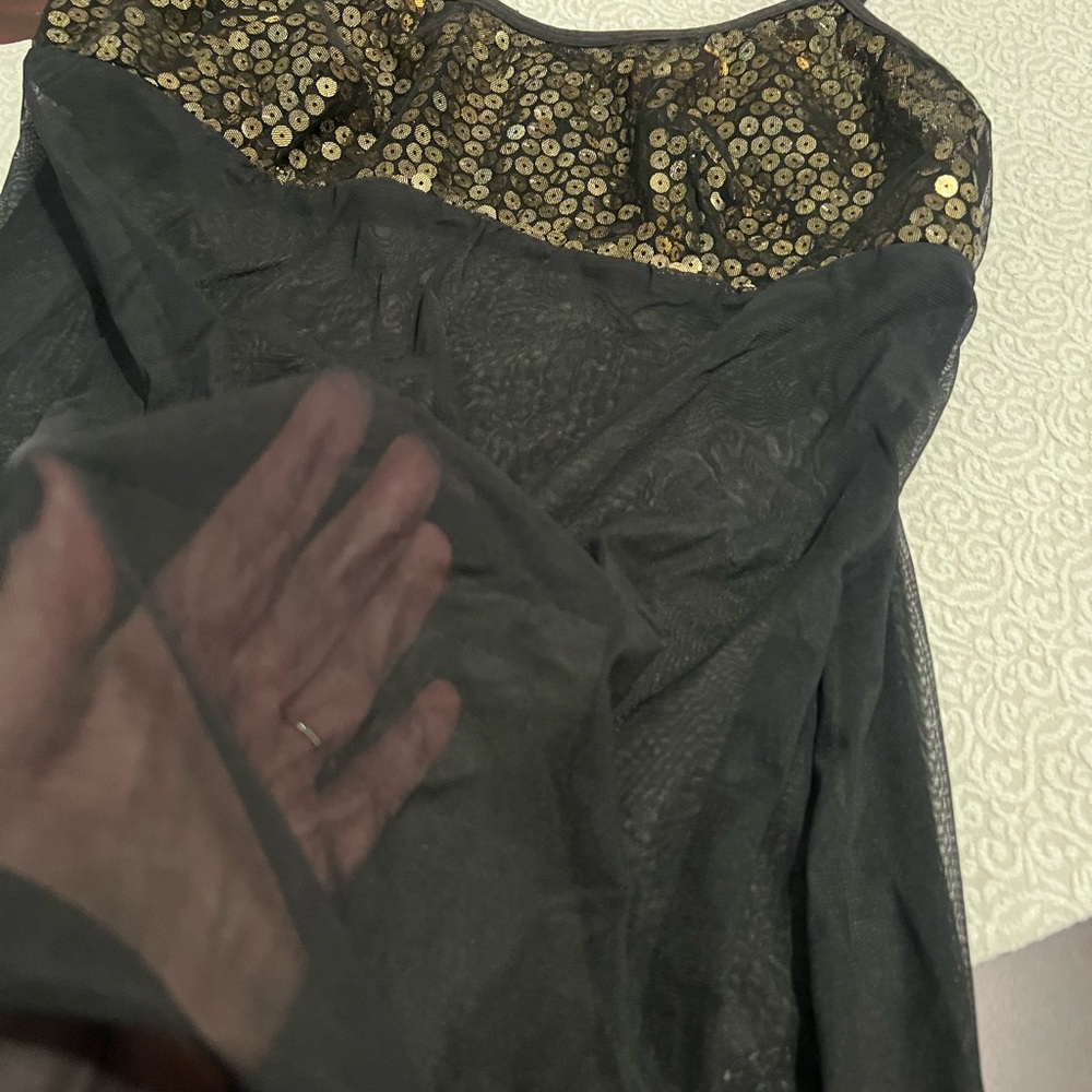 Victoria’s Secret Black Sheer Babydoll Nightgown with Gold Sequin Accent Y2K - Picture 3 of 11